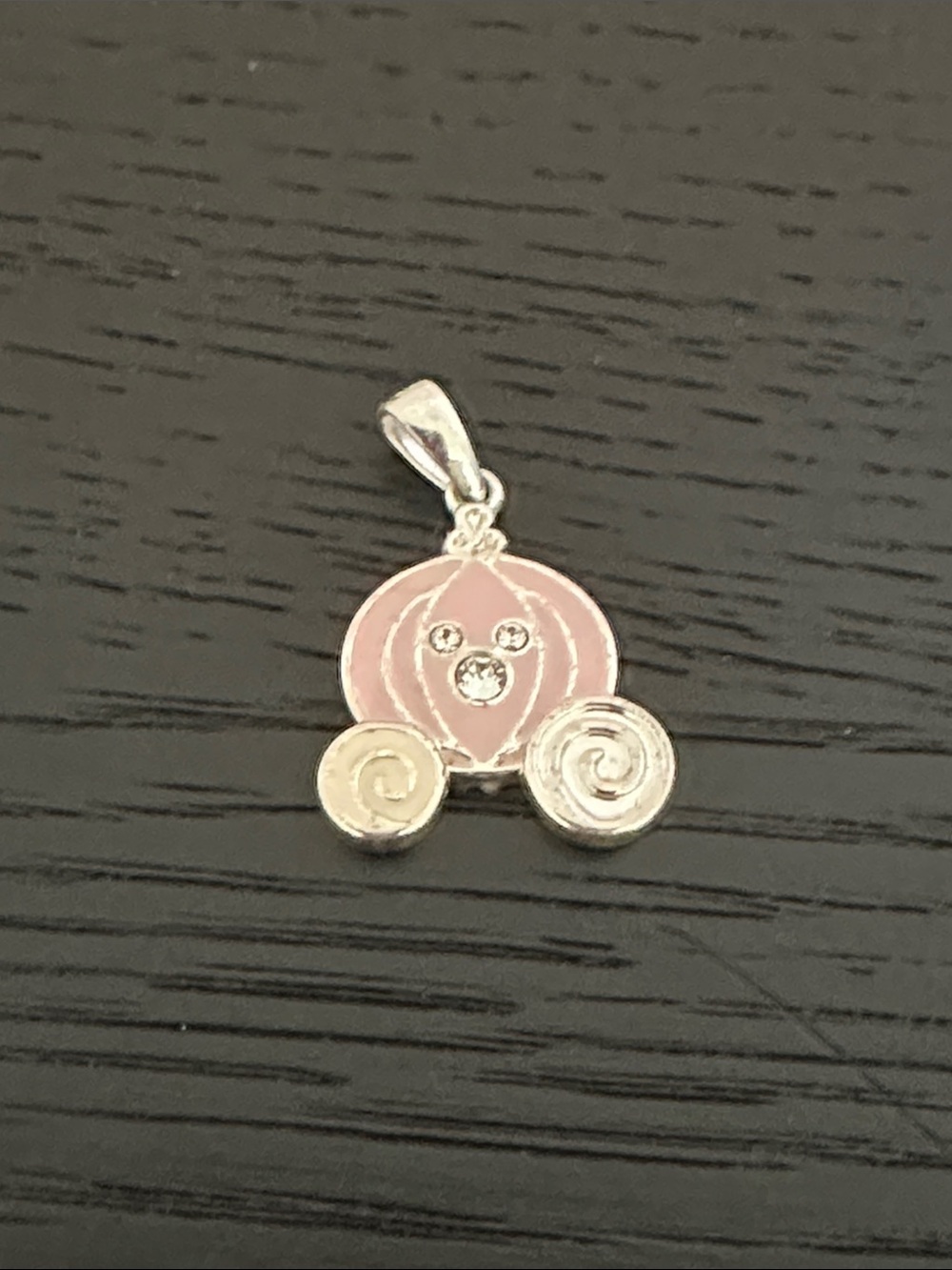 Disney Swarovski silver carriage charm Bibbidi Bobbidi Boutique necklace - Picture 2 of 3